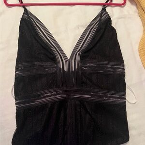 Black bodysuit (sheer panels)